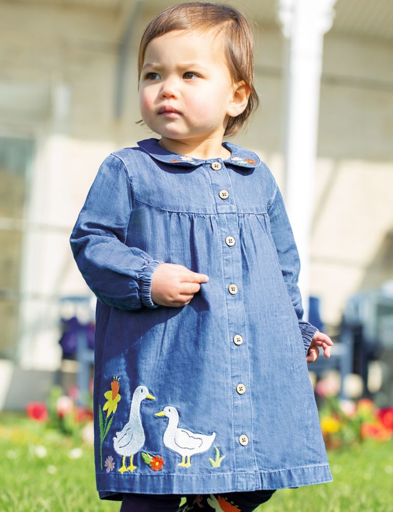 Pure Cotton Embroidered Duck Dress (0-4 Yrs) 2 of 5