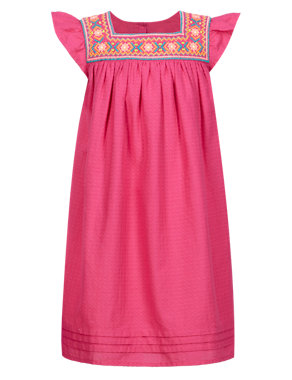 Pure Cotton Embroidered Girls Dress (1-7 Years) Image 2 of 3
