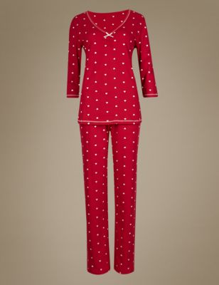 Pure Cotton Embroidered Heart Pyjamas Image 2 of 4