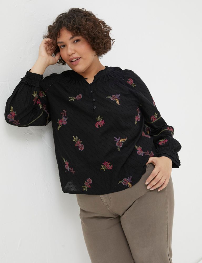 Pure Cotton Embroidered High Neck Blouse 6 of 6
