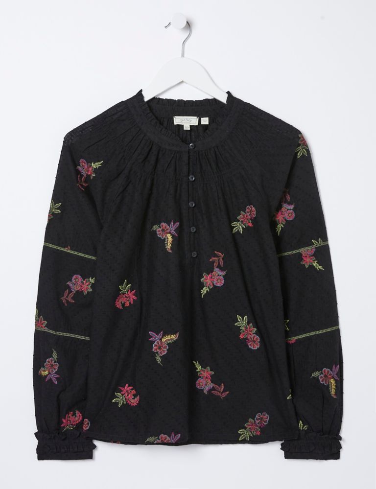 Pure Cotton Embroidered High Neck Blouse 2 of 6