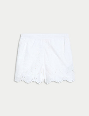 Pure Cotton Embroidered High Waisted Shorts Image 2 of 6