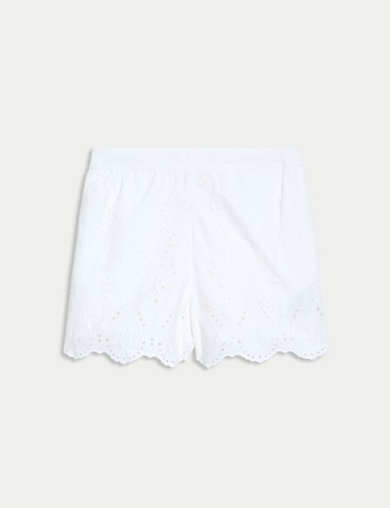 Pure Cotton Embroidered High Waisted Shorts 2 of 6