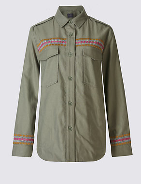 Pure Cotton Embroidered Jacket Image 2 of 4