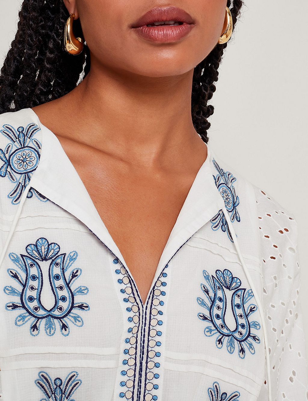 Pure Cotton Embroidered Kaftan Dress 4 of 5