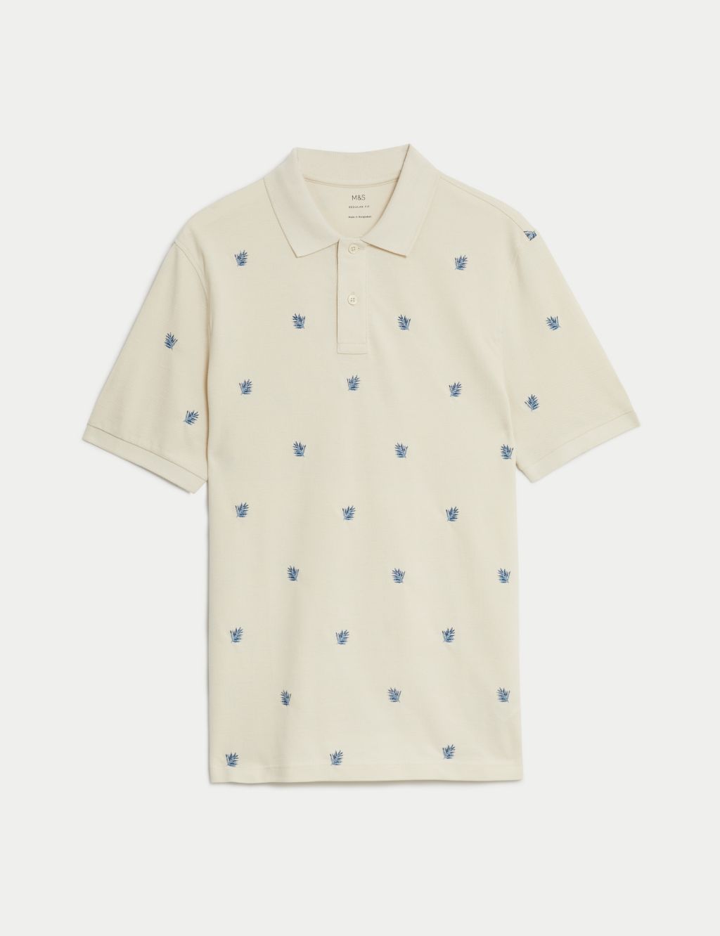 Pure Cotton Embroidered Leaf Polo Shirt 1 of 5