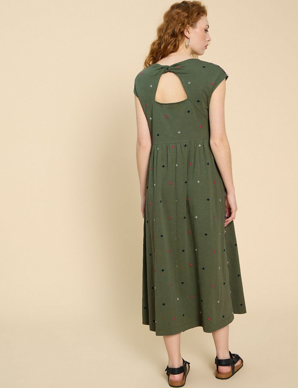 Pure Cotton Embroidered Maxi Waisted Dress 2 of 6