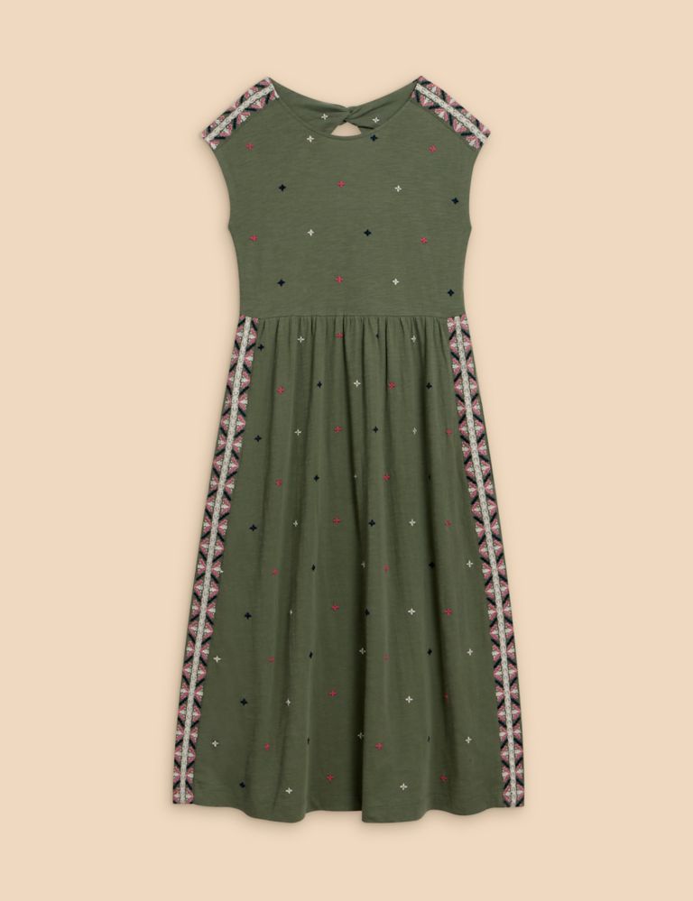 Pure Cotton Embroidered Maxi Waisted Dress 2 of 6