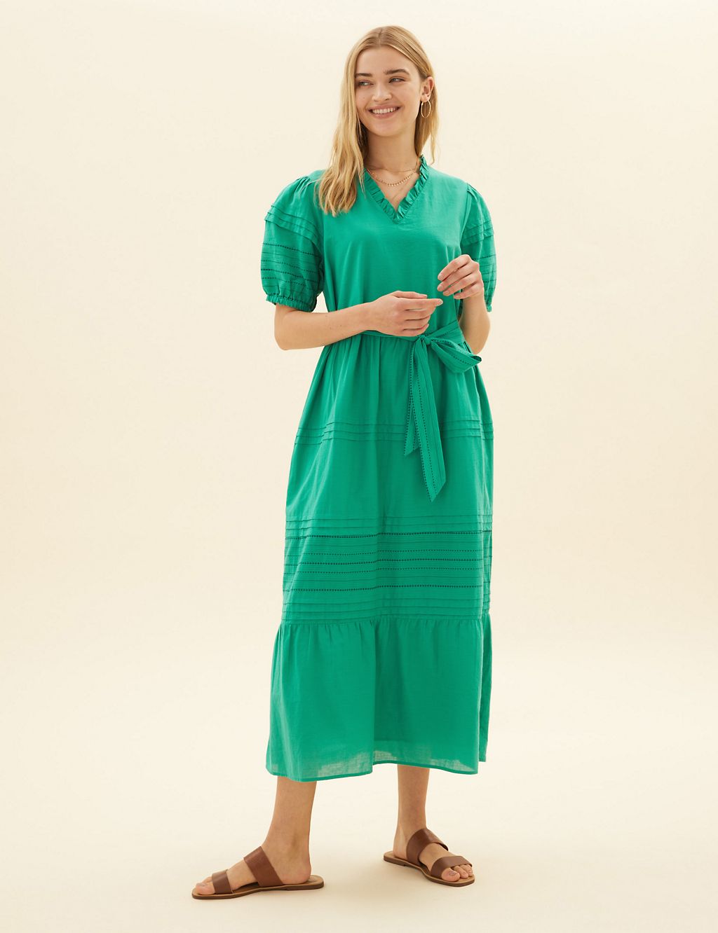 Pure Cotton Embroidered Midaxi Dress 3 of 7