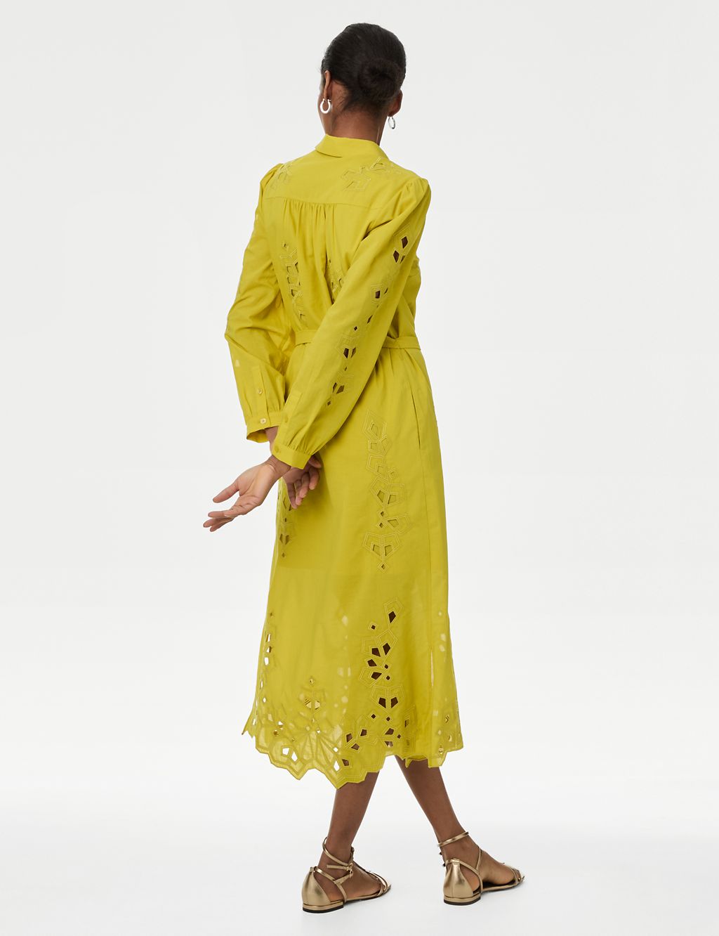 Pure Cotton Embroidered Midaxi Shirt Dress 5 of 5