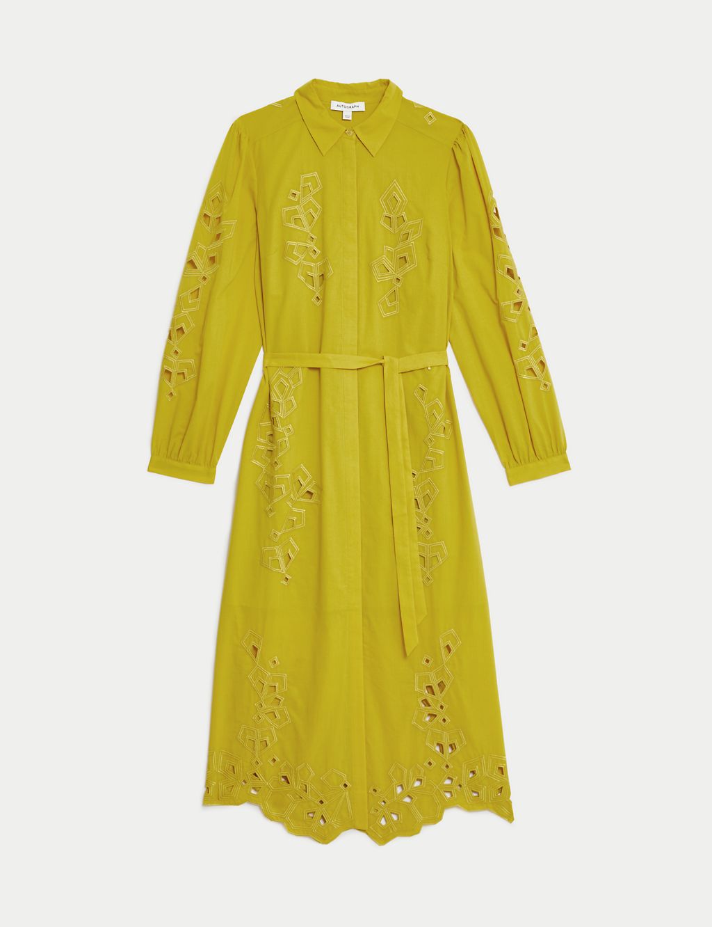 Pure Cotton Embroidered Midaxi Shirt Dress 1 of 5