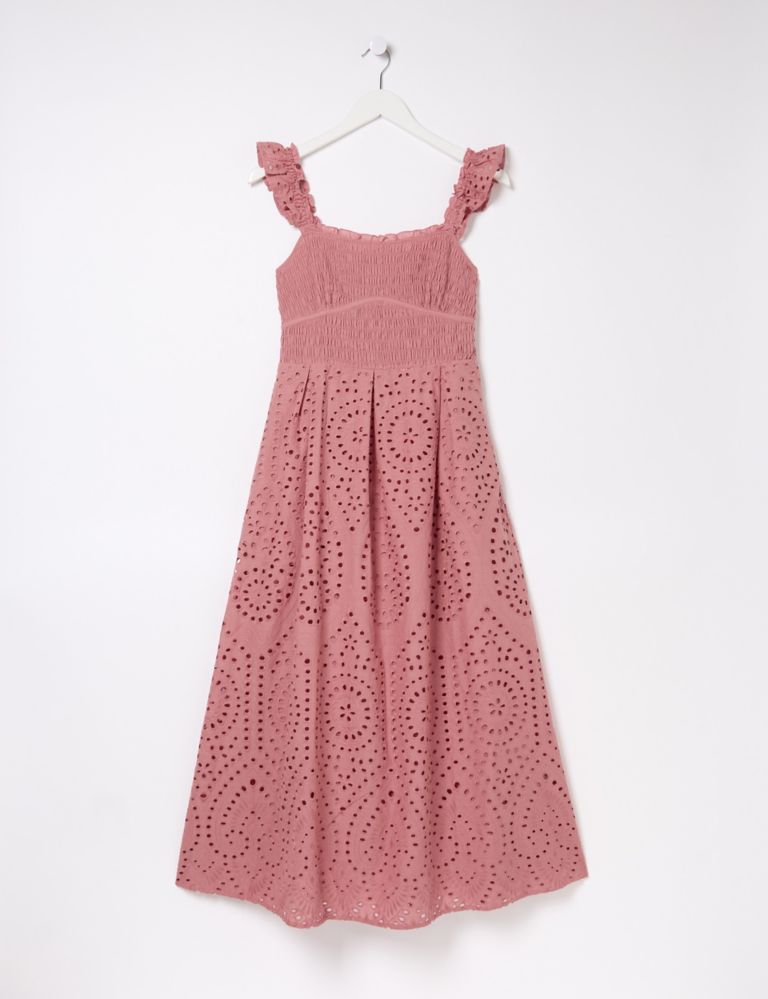 Pure Cotton Embroidered Midi Slip Dress 2 of 6