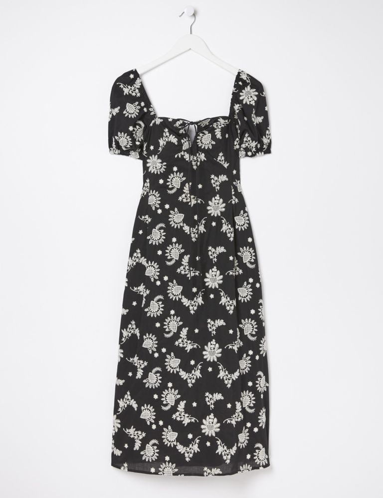 Pure Cotton Embroidered Midi Waisted Dress 2 of 5