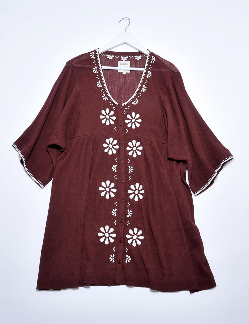Pure Cotton Embroidered Mini Kaftan Dress 1 of 5
