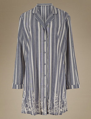 Pure Cotton Embroidered Nightshirt Image 2 of 4