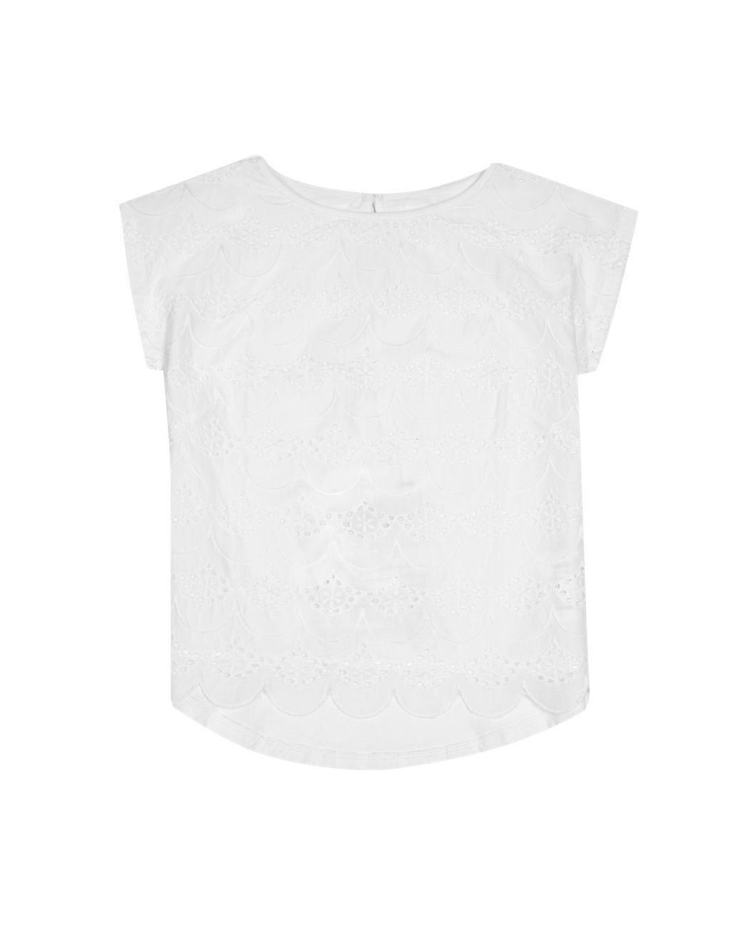Pure Cotton Embroidered Pointelle Top (5-14 Years) 1 of 3