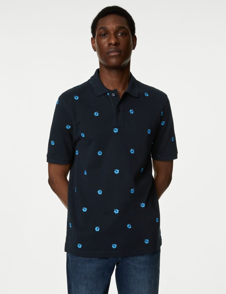 Pure Cotton Embroidered Polo Shirt 1 of 5