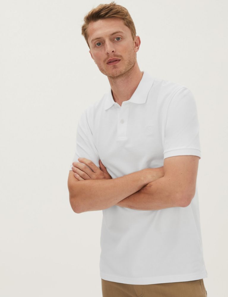 Pure Cotton Embroidered Polo Shirt 1 of 4