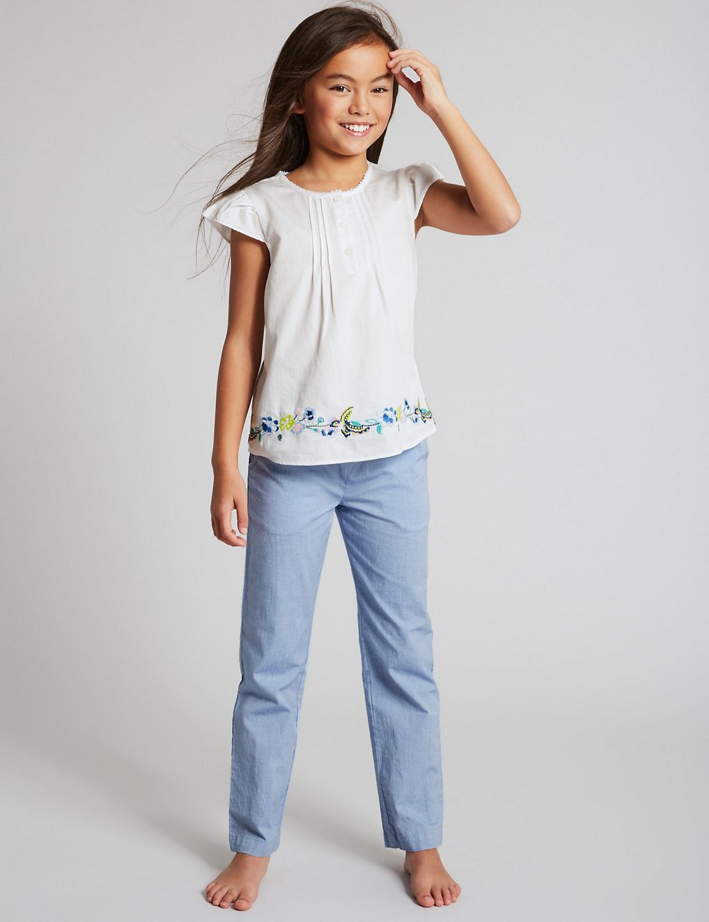 Pure Cotton Embroidered Pyjamas (1-16 Years) 3 of 6