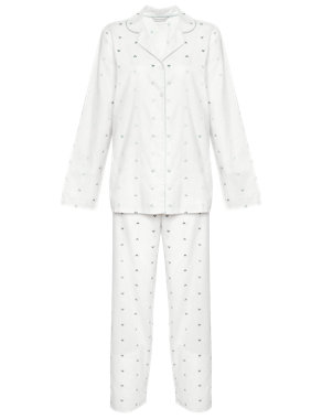 Pure Cotton Embroidered Pyjamas with Cool Comfort™ Technology Image 2 of 5