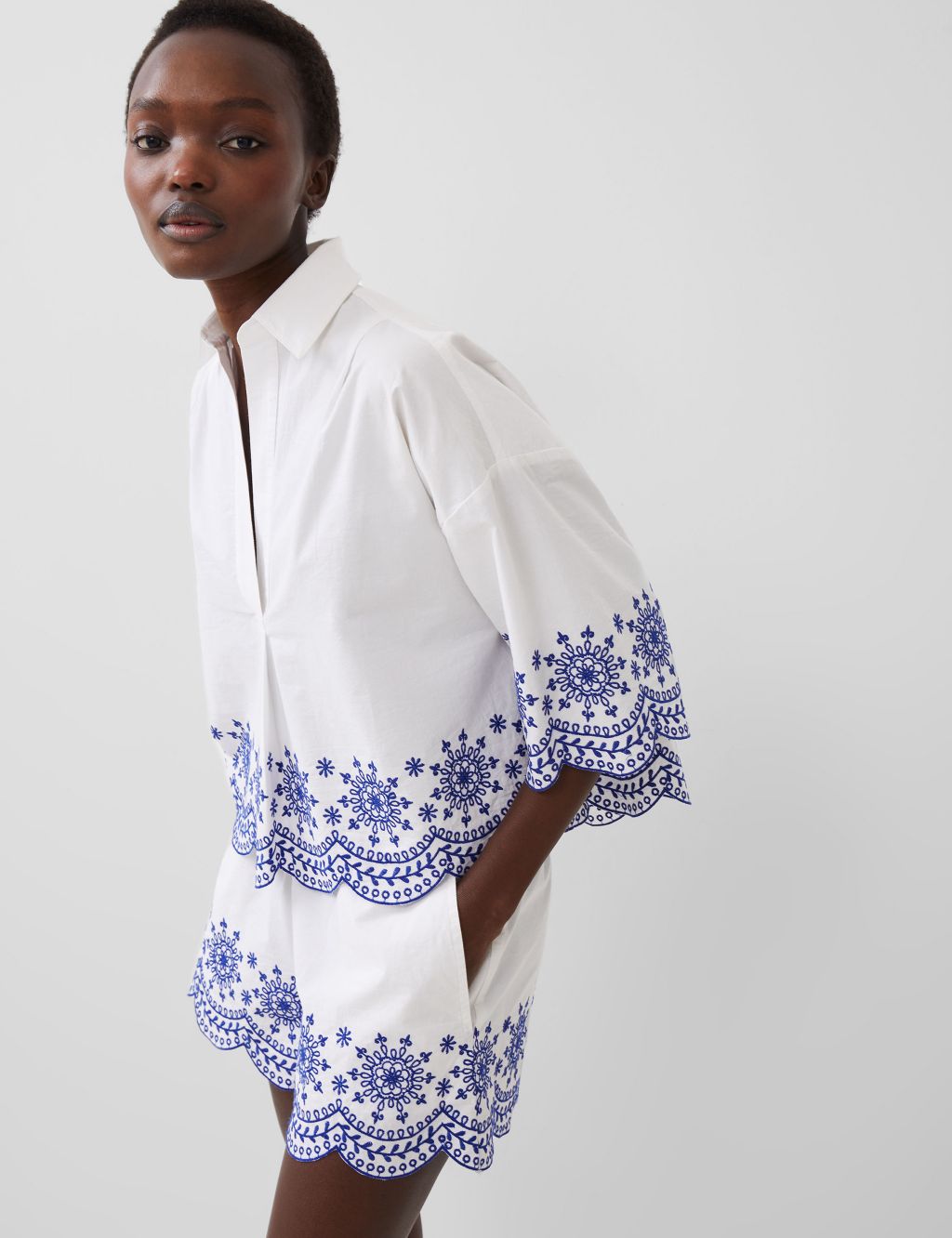 Pure Cotton Embroidered Relaxed Shirt 3 of 4
