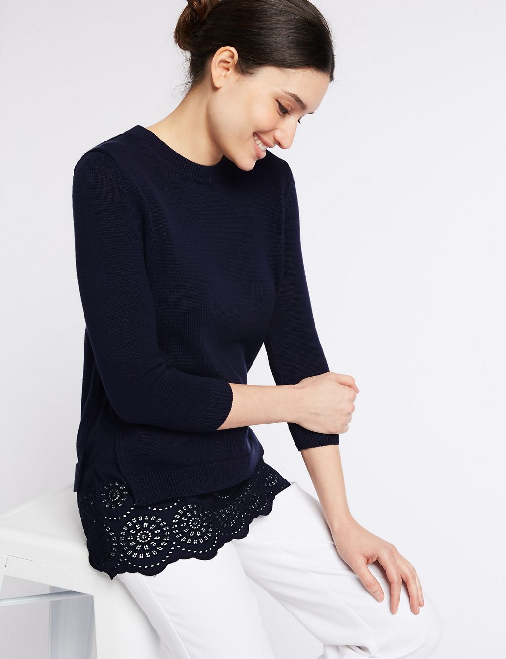 Pure Cotton Embroidered Round Neck Jumper 2 of 4