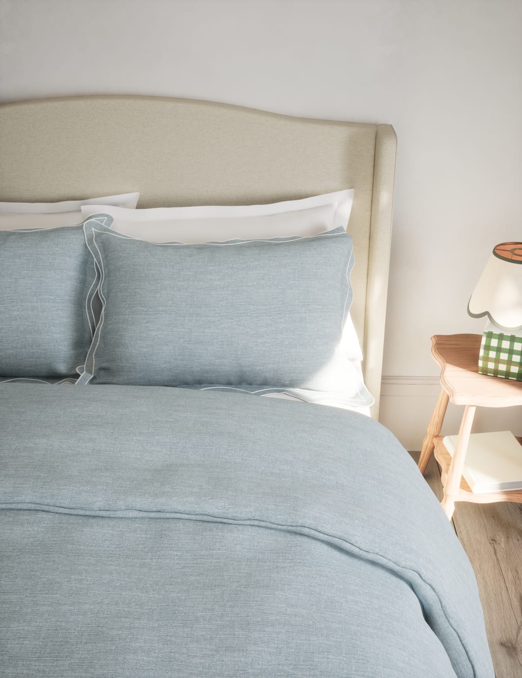 Pure Cotton Embroidered Scalloped Edge Bedding Set M&S Collection M&S