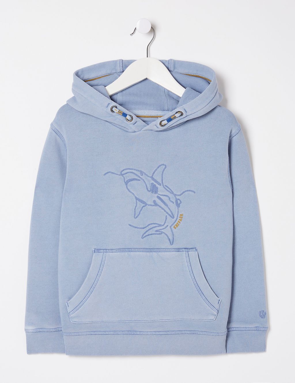 Pure Cotton Embroidered Shark Hoodie (3-13 Yrs) 1 of 5