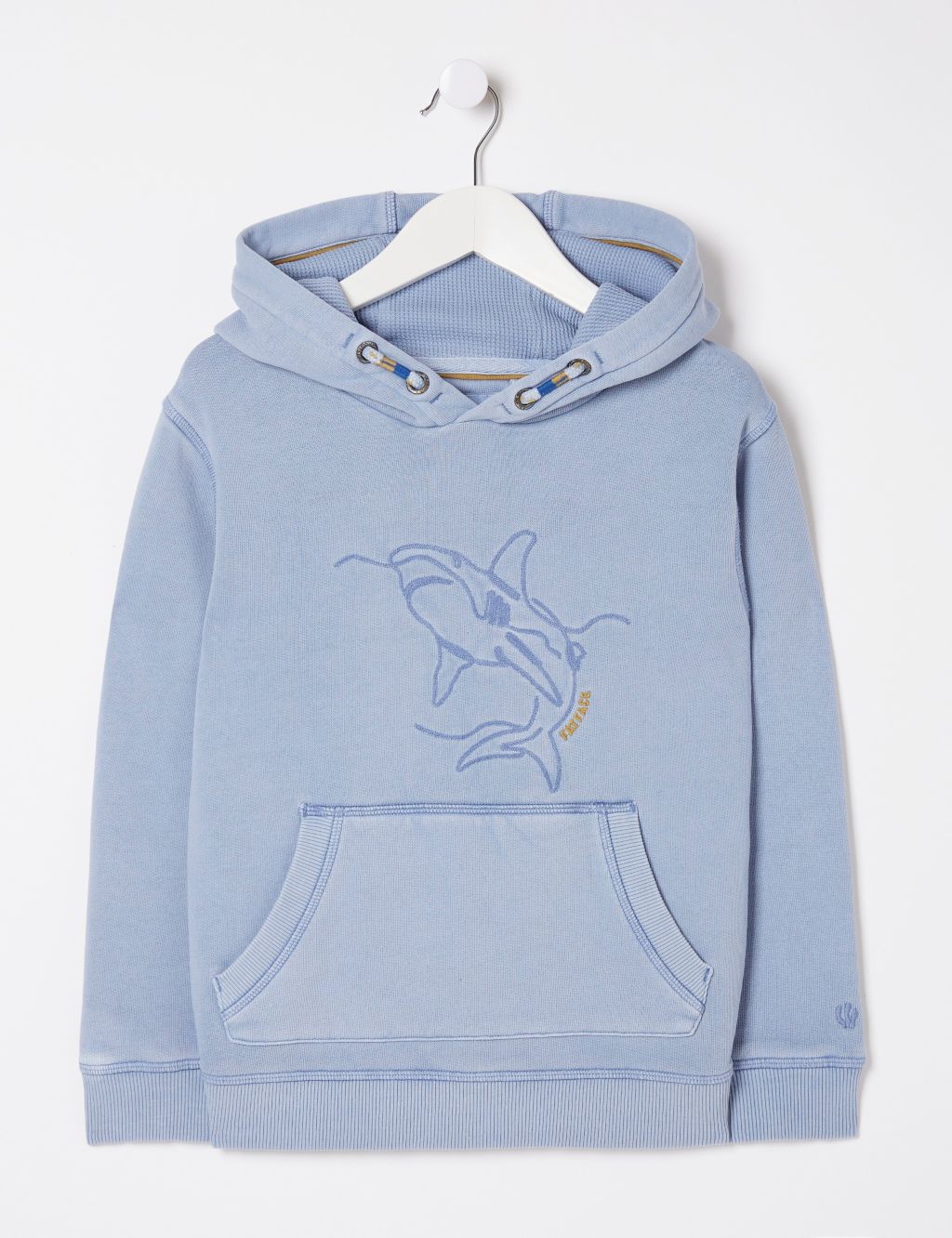 Pure Cotton Embroidered Shark Hoodie (3-13 Yrs) 1 of 5