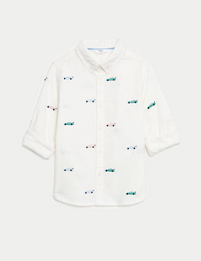 Pure Cotton Embroidered Shirt (2-8 Yrs) Image 2 of 4
