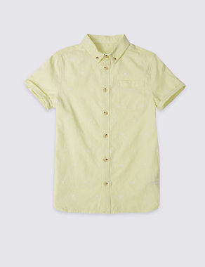 Pure Cotton Embroidered Shirt (3-14 Years) Image 2 of 3