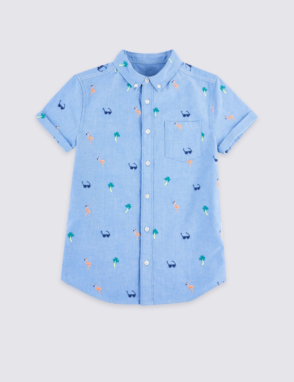 Pure Cotton Embroidered Shirt (3-16 Years) 1 of 3