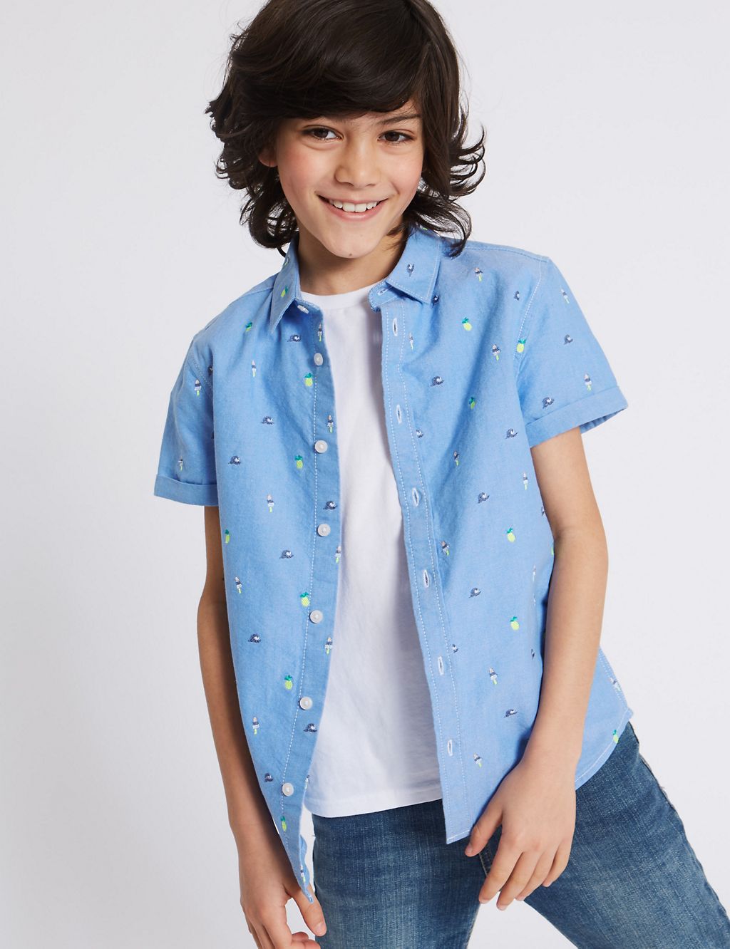 Pure Cotton Embroidered Shirt (3-16 Years) 3 of 3