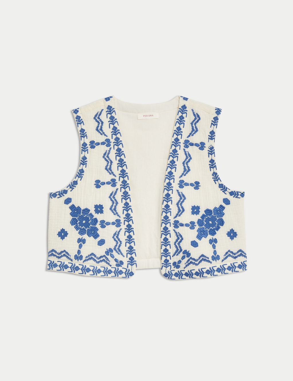 Pure Cotton Embroidered Short Gilet 1 of 7