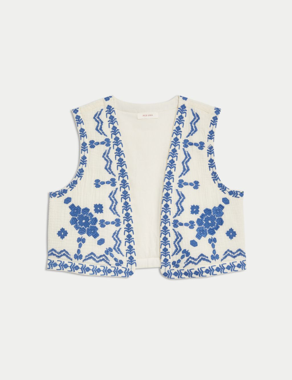 Pure Cotton Embroidered Short Gilet 1 of 7