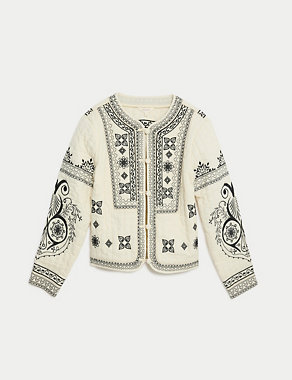 Pure Cotton Embroidered Short Jacket Image 2 of 7