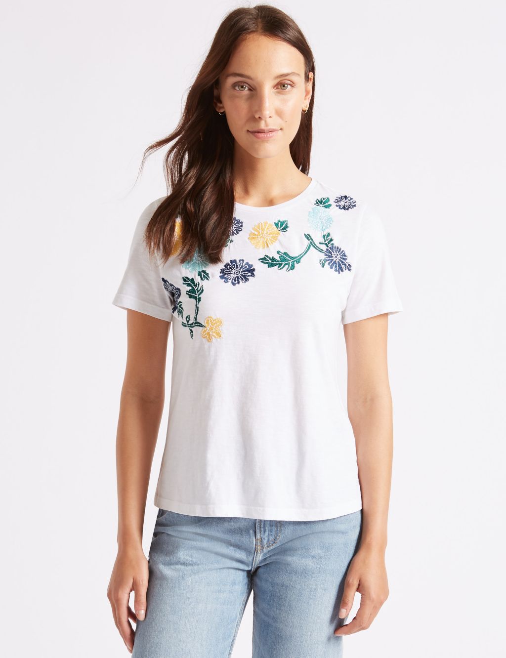 Pure Cotton Embroidered Short Sleeve T-Shirt 3 of 4