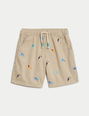 Pure Cotton Embroidered Shorts (2-8 Yrs) Image 2 of 6