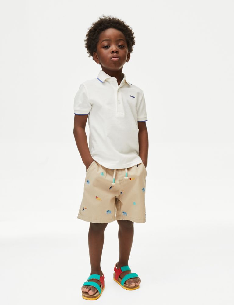 Pure Cotton Embroidered Shorts (2-8 Yrs) 1 of 6