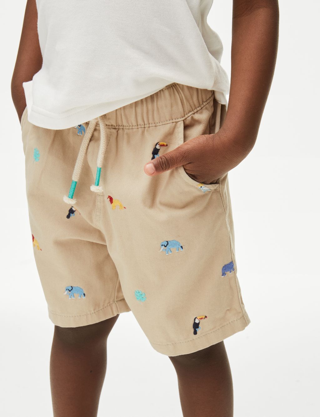 Pure Cotton Embroidered Shorts (2-8 Yrs) 4 of 6