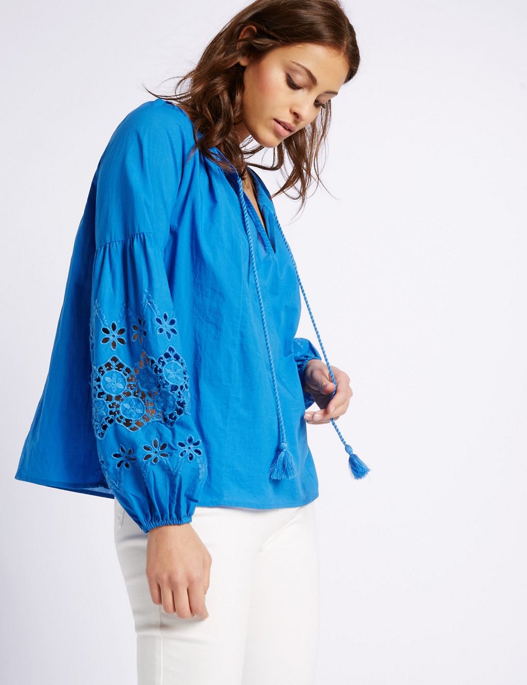 Pure Cotton Embroidered Sleeve Blouse 2 of 5