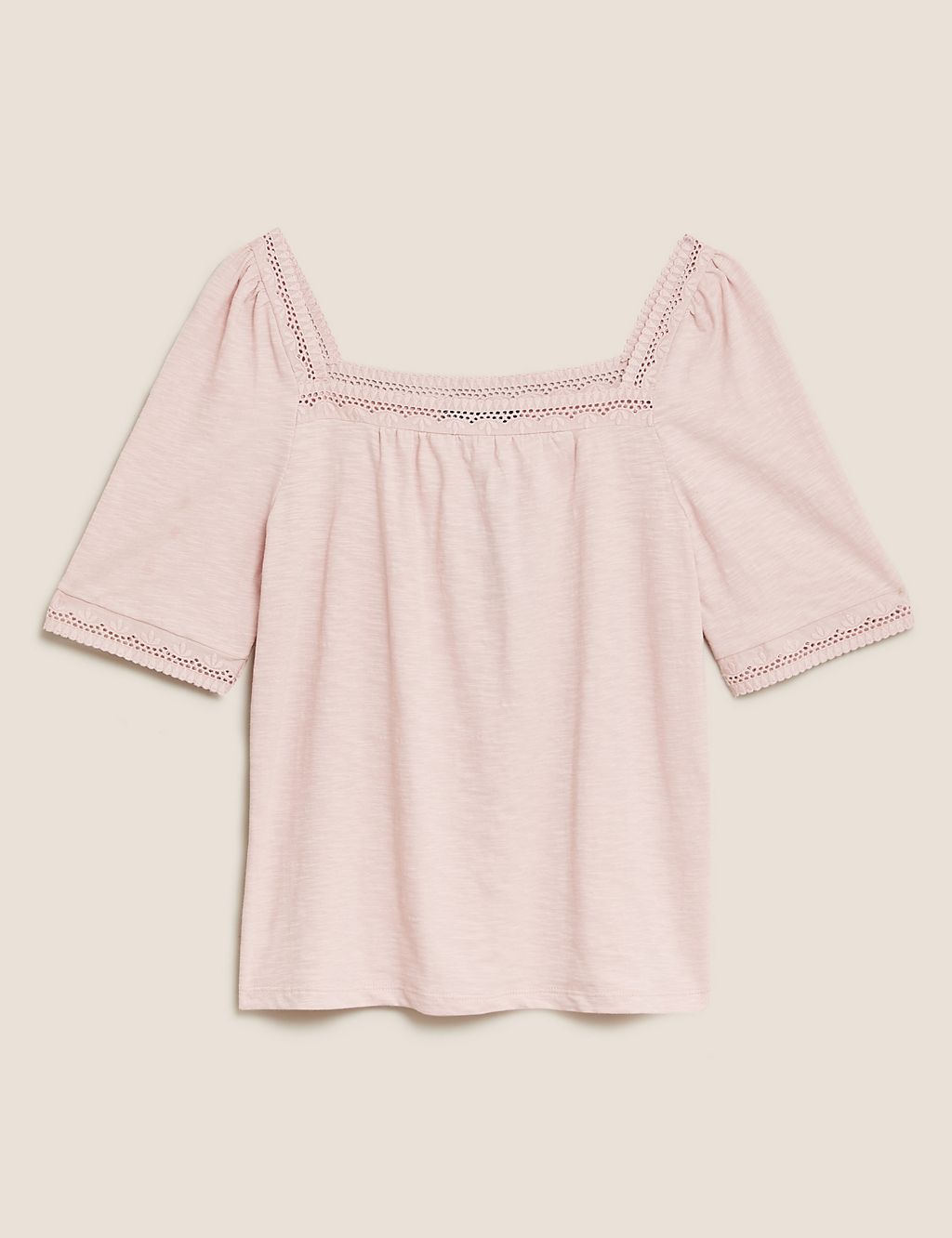 Pure Cotton Embroidered Square Neck Top 1 of 4