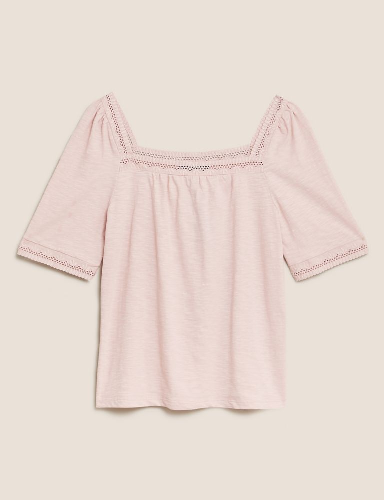 Pure Cotton Embroidered Square Neck Top 2 of 4