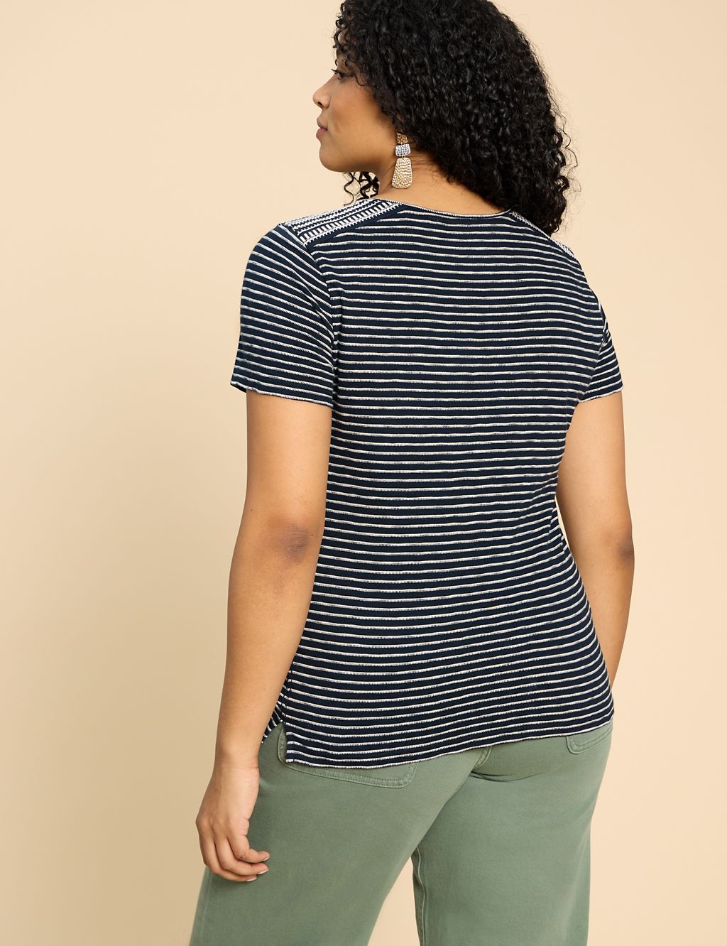 Pure Cotton Embroidered Striped T-Shirt 2 of 6