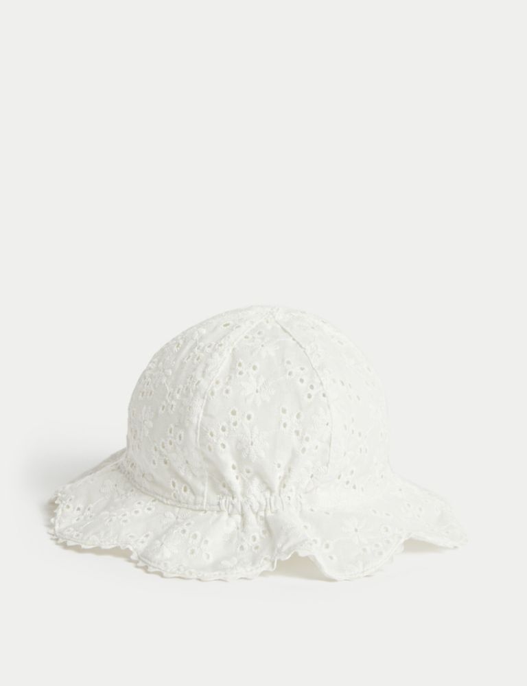 Pure Cotton Embroidered Sun Hat (0-1 Yrs) 2 of 3
