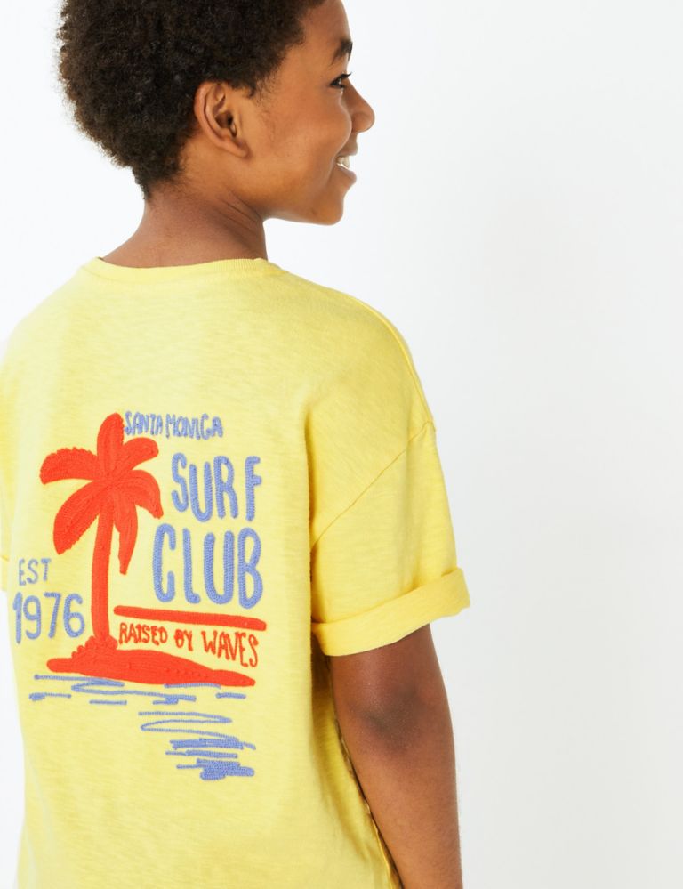 Pure Cotton Embroidered Surf Slogan T-Shirt (6-16 Yrs) | M&S