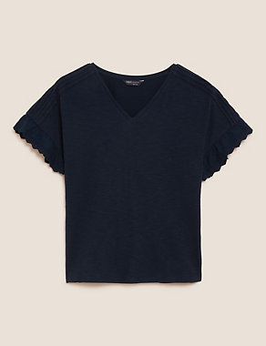 Pure Cotton Embroidered T-Shirt Image 2 of 5