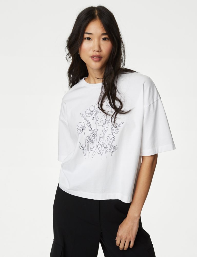 Pure Cotton Embroidered T-Shirt 3 of 5
