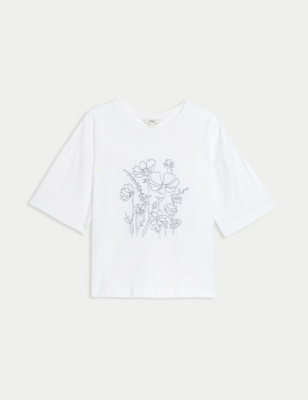 Pure Cotton Embroidered T-Shirt 1 of 5