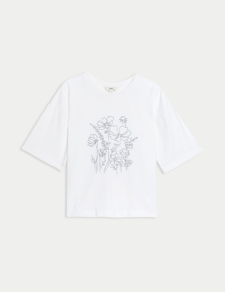 Pure Cotton Embroidered T-Shirt 2 of 5